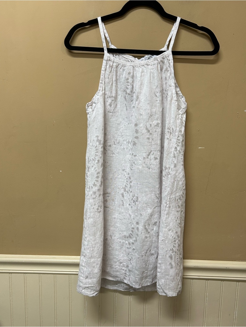 Lungo L’arno 100% Linen Sz S Sleeveless Dress White A-Line Tank Beachy Coastal